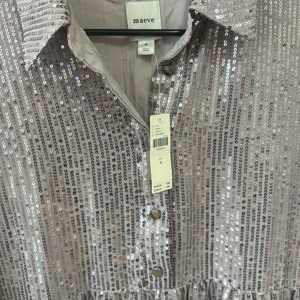 The Bettina Tiered Shirt Dress by Maeve: Mini Sequin Edition - Picture 3 of 7